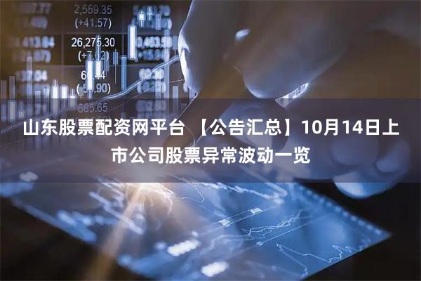 山东股票配资网平台 【公告汇总】10月14日上市公司股票异常波动一览