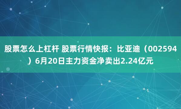 股票怎么上杠杆 股票行情快报：比亚迪（002594）6月20日主力资金净卖出2.24亿元