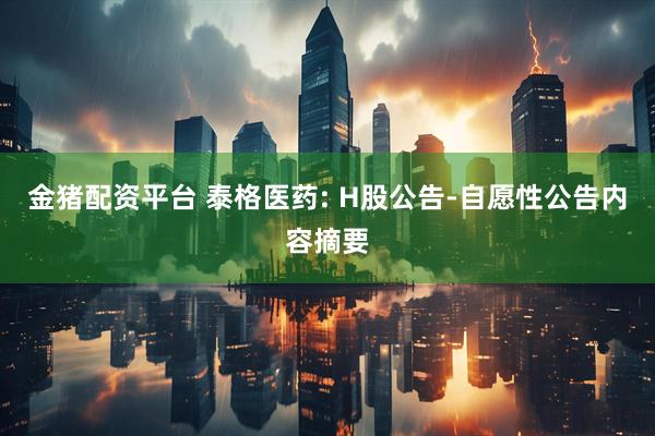 金猪配资平台 泰格医药: H股公告-自愿性公告内容摘要