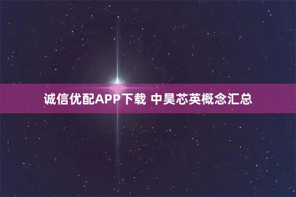 诚信优配APP下载 中昊芯英概念汇总